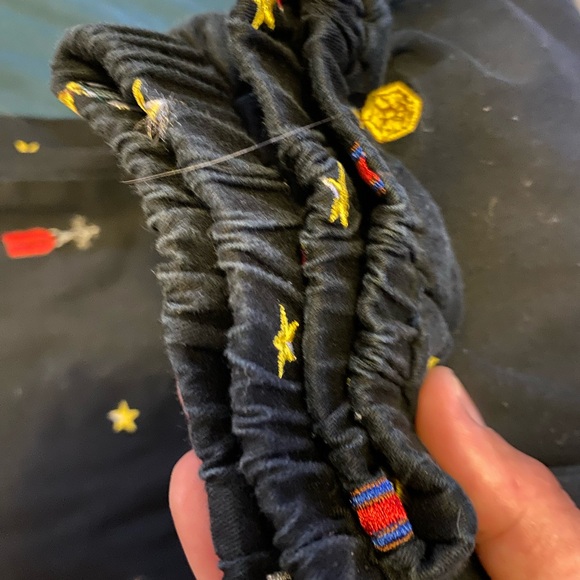 Akoo Brand Black Pants Embroidered Military Metals Pattern Size 34 Fit Cuffs - Picture 11 of 11